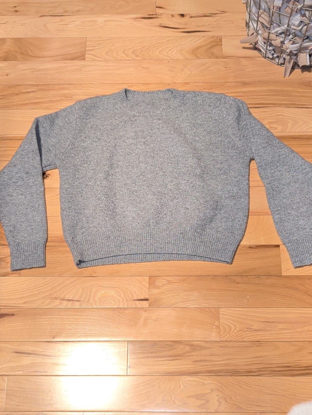 Gray Cropped Crewneck Sweater